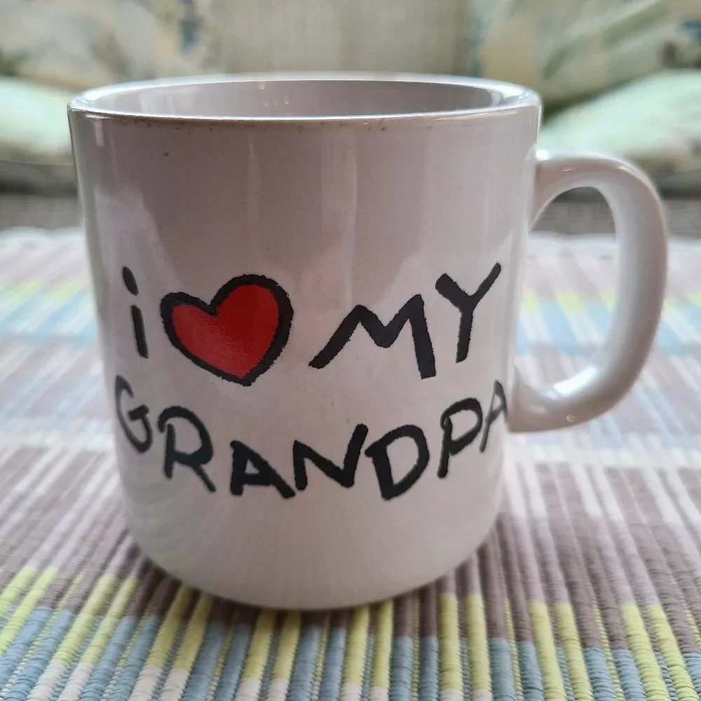 Vintage Russ Berrie I Heart My Grandpa Coffee Tea Mug Cup I Love My Grandpa Mug
